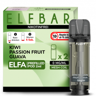 Elfbar - Elfa Pod Kiwi Passion Fruit Guava 0 mg/ml (2 Stück pro Packung)