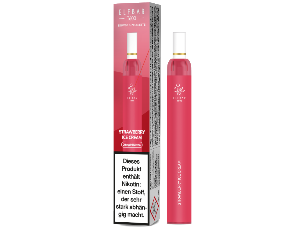 Elfbar - T600 Einweg E-Zigarette - Strawberry Ice Cream 20 mg/ml