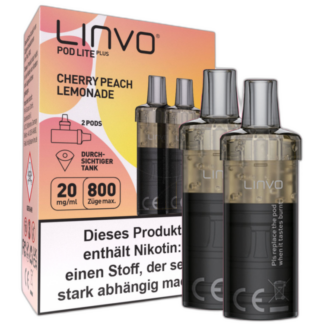 Linvo - Pod Lite Plus Cartridge Cherry Peach Lemonade 20 mg/ml (2 Stück pro Packung) 10er Packung
