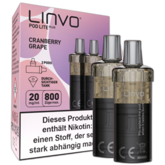 Linvo - Pod Lite Plus Cartridge Cranberry Grape 20 mg/ml (2 Stück pro Packung) 10er Packung