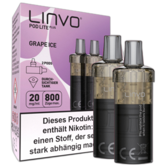Linvo - Pod Lite Plus Cartridge Grape Ice 20 mg/ml (2 Stück pro Packung) 10er Packung