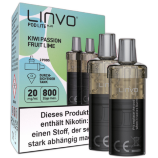 Linvo - Pod Lite Plus Cartridge Kiwi Passion Fruit Lime 20 mg/ml (2 Stück pro Packung) 10er Packung