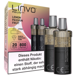 Linvo - Pod Lite Plus Cartridge Lemon Passionfruit 20 mg/ml (2 Stück pro Packung) 10er Packung