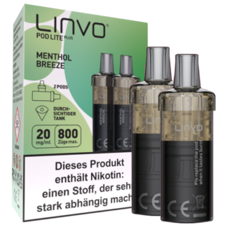 Linvo - Pod Lite Plus Cartridge Menthol Breeze 20 mg/ml (2 Stück pro Packung) 10er Packung