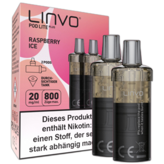 Linvo - Pod Lite Plus Cartridge Raspberry Ice 20 mg/ml (2 Stück pro Packung) 10er Packung