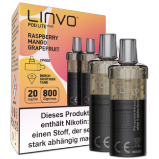 Linvo - Pod Lite Plus Cartridge Raspberry Mango Grapefruit 20 mg/ml (2 Stück pro Packung) 10er Packung