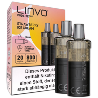 Linvo - Pod Lite Plus Cartridge Strawberry Ice Cream 20 mg/ml (2 Stück pro Packung) 10er Packung