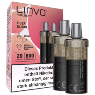 Linvo - Pod Lite Plus Cartridge Tiger Blood 20 mg/ml (2 Stück pro Packung) 10er Packung
